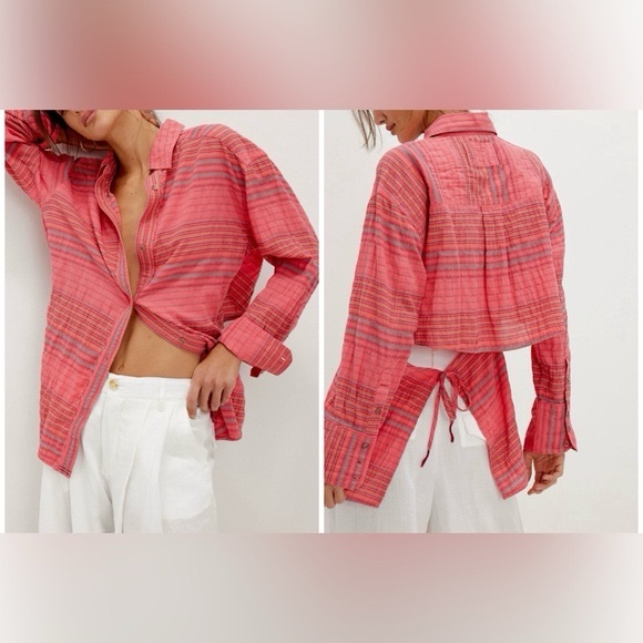 We The Free Tops - We The Free Pink Striped Button-Down Shirt